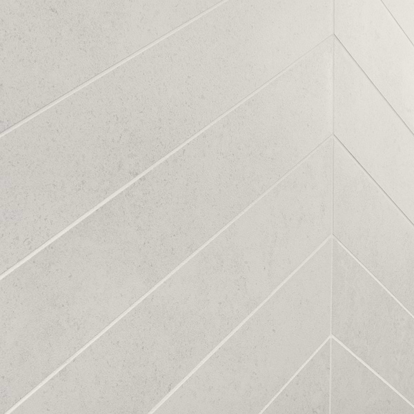 New Rock Perla White 4x21 Chevron Limestone Look Matte Porcelain Tile