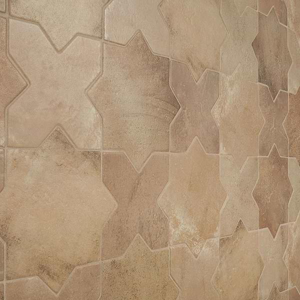 Parma Cotto Brown Matte Star and Cotto Brown Matte Cross 6" Terracotta Look Porcelain Tile