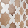 Parma Cotto Brown Matte Star and White Polished Cross 6&quot; Terracotta Look Porcelain Tile