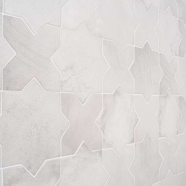 Parma White Matte Star and White Matte Cross 6" Terracotta Look Porcelain Tile