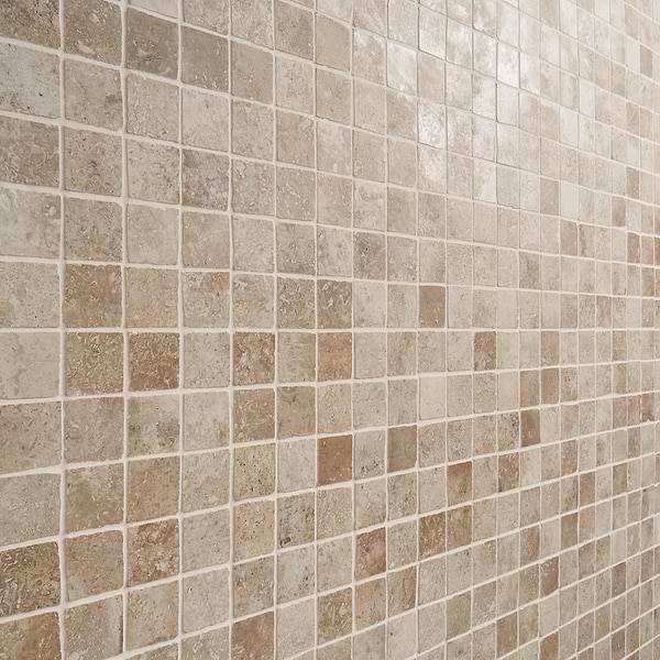 Seville Delfi Dark Beige 2x2 Travertine Look Matte Porcelain Mosaic Tile
