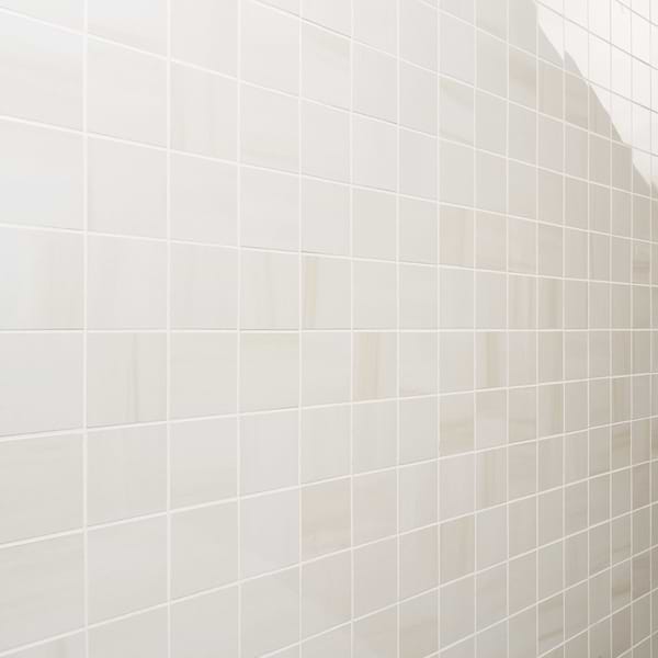 Minera Dolomite Warm White 3" Square Marble Look Polished Porcelain Mosaic Tile