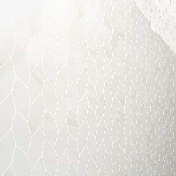 Minera Dolomite Warm White 2x5 Foliage Marble Look Polished Porcelain Mosaic Tile
