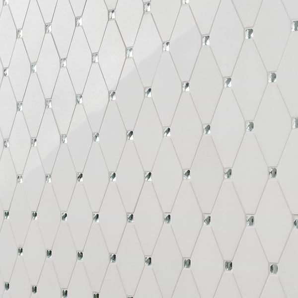 Reflection White Thassos 3x5 Diamond & Mirror Polished Marble & Glass Mosaic Tile