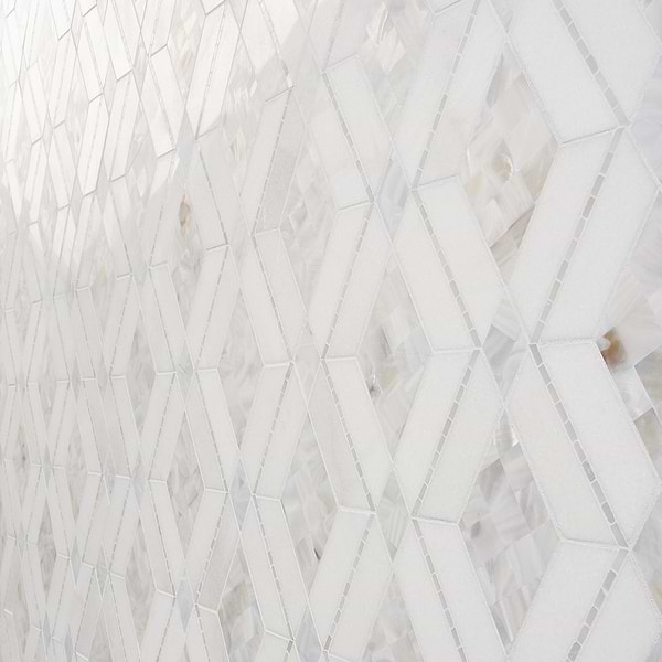 Diana White Polished Marble and Pearl Mosaic Tile