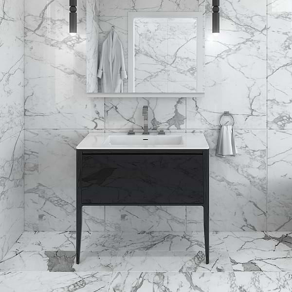 Luxe Collection  30" Black Gloss Vanity, View 1