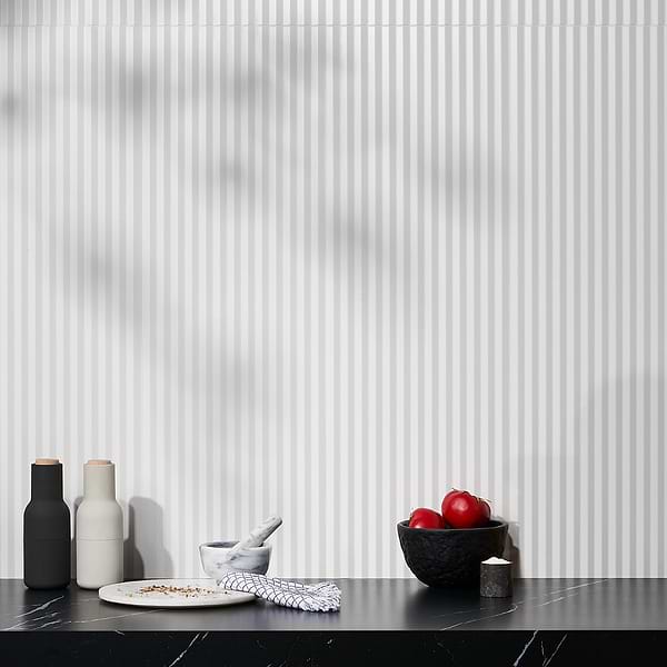 Mod White 12x36 3D Fluted Matte Ceramic Tile 