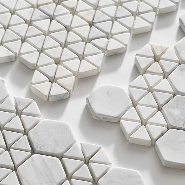 Aspekt Bianco Carrara 2" Hexagon Honed Marble Mosaic Tile