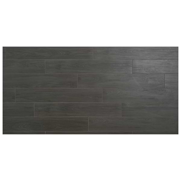 Millie Ebony Black 8x48 Wood Look Matte Porcelain Tile in Black, View 5, open zoomed image