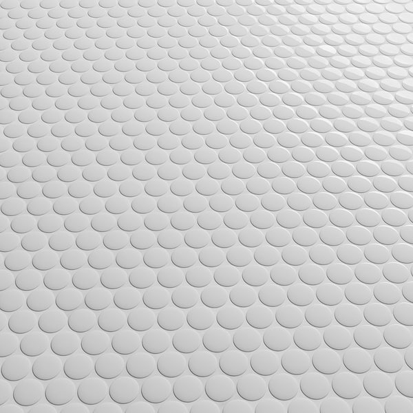 Serenity White 1" Penny Round Polished Porcelain Mosaic Tile