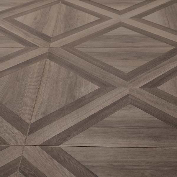Marsai Modern Parquet Smoked & Dark Oak 32x32 Wood Look Matte Porcelain Tile in Brown, View 5, open zoomed image