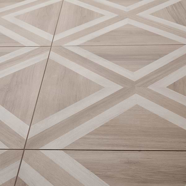 Marsai Modern Parquet Weathered & Light Oak 32x32 Wood Look Matte Porcelain Tile in Brown, View 5, open zoomed image