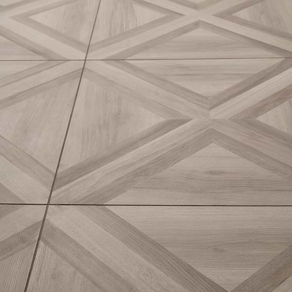 Marsai Modern Parquet Weathered & Medium Oak 32x32 Wood Look Matte Porcelain Tile in Brown, View 5, open zoomed image