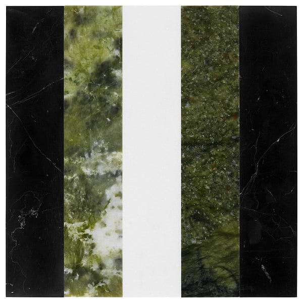 Elizabeth Sutton Arc Offset Linear Soul Green & Black 12x12 Polished Marble Mosaic Tile