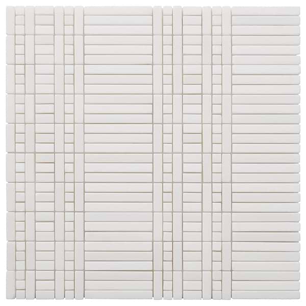 Ellery White Thassos Tumbled Marble Mosaic Tile in White, View 5, open zoomed image