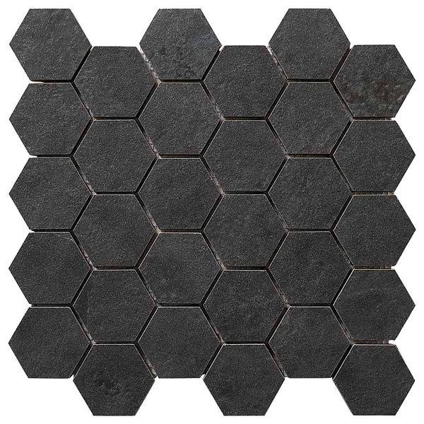 Portrait Black 2" Hex Matte Mosaic Tile in Black, View 5, open zoomed image