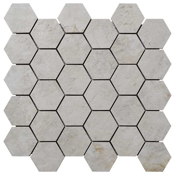 Portrait Ivory Beige 2" Hex Matte Mosaic Tile in White, View 5, open zoomed image