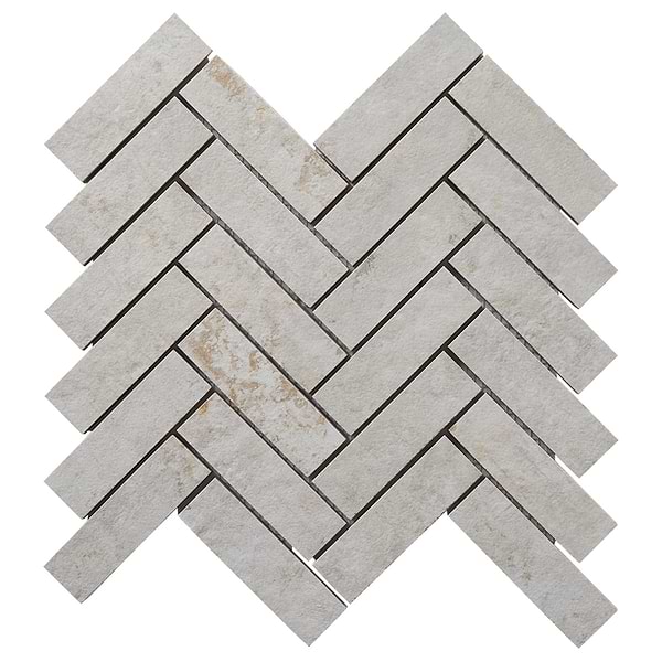 Portrait Ivory 1x4 Herringbone Matte Mosaic Tile in White, View 5, open zoomed image