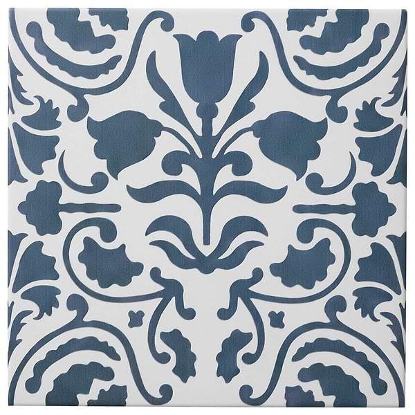 Elowynn Belle Cove White 8x8 Matte Porcelain Tile by Kravet in Blue, White, View 5, open zoomed image