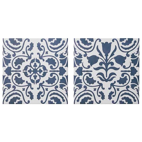Elowynn Haven & Belle Cove White 8x8 Matte Porcelain Tile by Kravet in Blue, White, View 5, open zoomed image