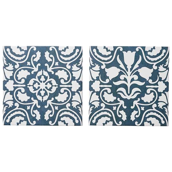 Elowynn Haven & Belle Marina Blue 8x8 Matte Porcelain Tile by Kravet in Blue, White, View 5, open zoomed image