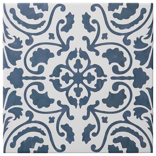 Elowynn Haven Cove White 8x8 Matte Porcelain Tile by Kravet in Blue, White, View 5, open zoomed image