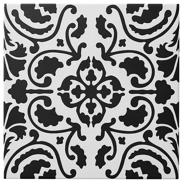 Elowynn Haven Eclipse White 8x8 Matte Porcelain Tile by Kravet in Black, White, View 5, open zoomed image