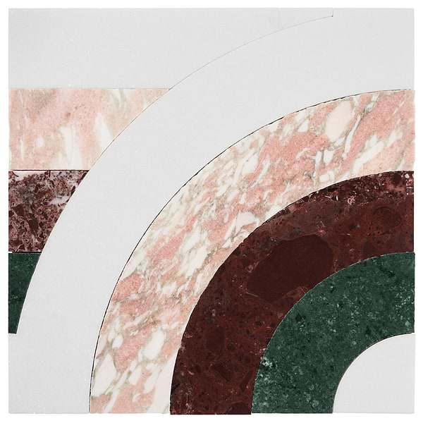 Elizabeth Sutton Arc Horizontal Passion Multicolor 12x12 Polished Marble Mosaic Tile