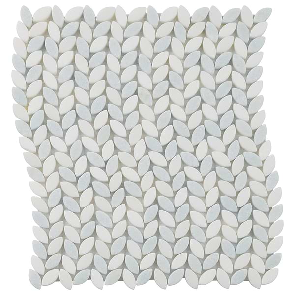Dova Azul Tumbled Waterjet Marble Mosaic Tile in Blue, White, View 5, open zoomed image