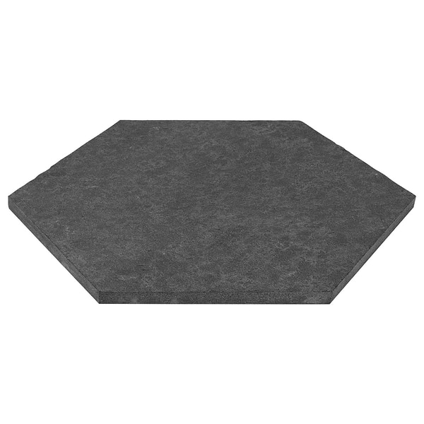 Pietra Basalt Black 10" Hexagon Flamed and Brushed Basalt Tile