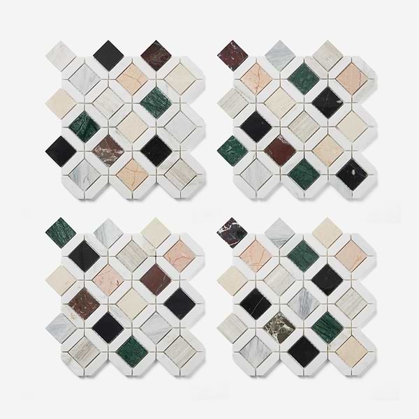 Nola Multicolor 2x2 Polished Marble Mosaic Tile in Multicolor, View 5, open zoomed image