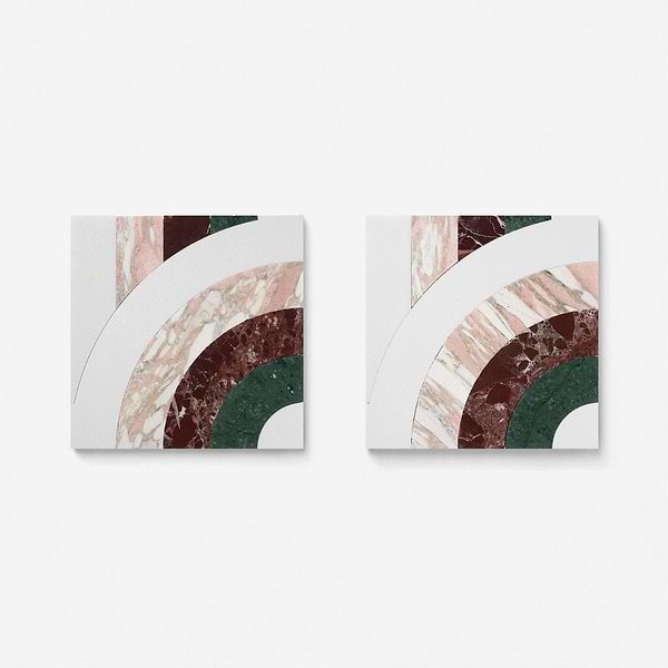 Elizabeth Sutton Arc Vertical Passion Multicolor 12x12 Polished Marble Mosaic Tile