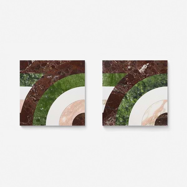 Elizabeth Sutton Arc Horizontal Rainbow Multicolor 12x12 Polished Marble Mosaic Tile