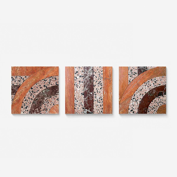 Elizabeth Sutton Arc Oval Canyon Terracotta 12x12 Honed Marble and Terrazzo Mosaic Tile