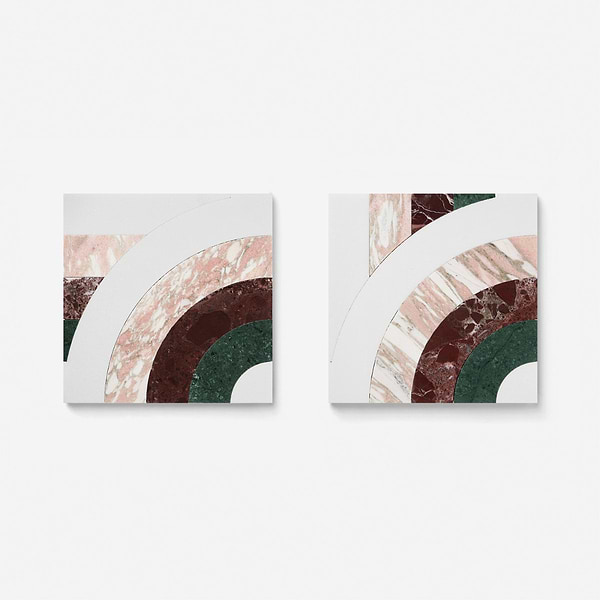 Elizabeth Sutton Arc Semi-Circle Passion Multicolor 12x12 Polished Marble Mosaic Tile