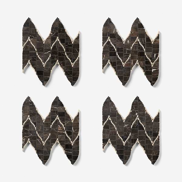 Ikara Saint Laurent Honed Waterjet Marble Mosaic Tile in Brown, Beige, View 5, open zoomed image