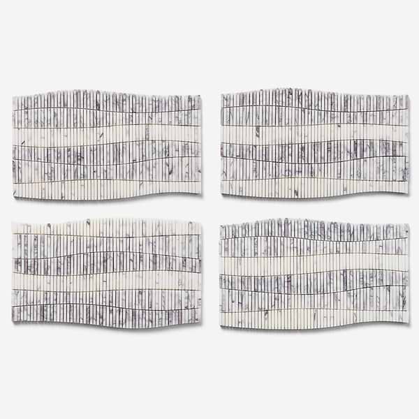 Ladera Lilac Honed Marble Wave Micro Mosaic Tile in White, Purple, View 5, open zoomed image