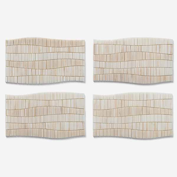 Ladera Vanilla Onyx Honed Marble Wave Micro Mosaic Tile in Beige & Cream, View 5, open zoomed image