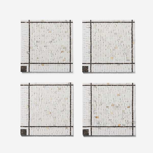 Lattica Calacatta Gold Polished Marble Micro Mosaic Tile in White, Black, View 5, open zoomed image