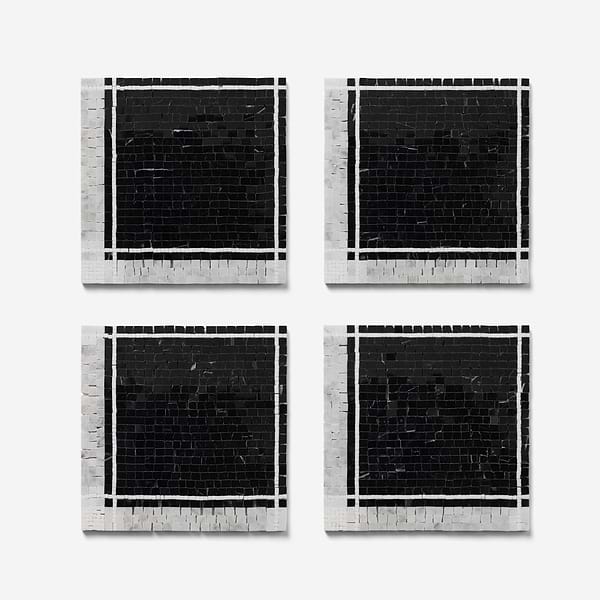 Lattica Nero Marquina Polished Marble Micro Mosaic Tile in Black, White, View 5, open zoomed image