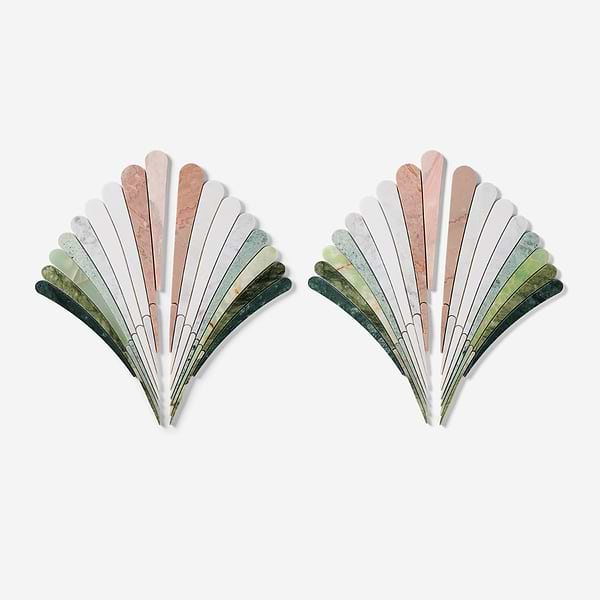 Fierra Flamingo Multicolor 11x24 Fan Polished Waterjet Marble Mosaic Tile