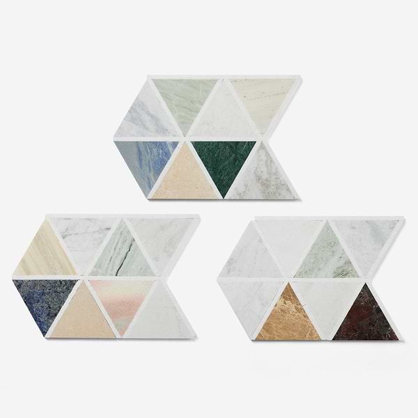 Valerie Multicolor 6" Triangle Polished Marble Mosaic Tile in Multicolor, View 5, open zoomed image