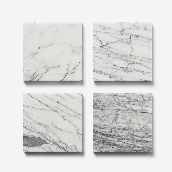 Velour Lilac 4x4 Leather Marble Tile in White, Purple, View 5, open zoomed image
