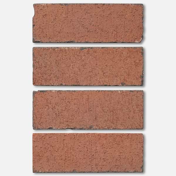 Brownstone Flashed Red 3x7 Tumbled Wire Cut Clay Thin Brick Tile