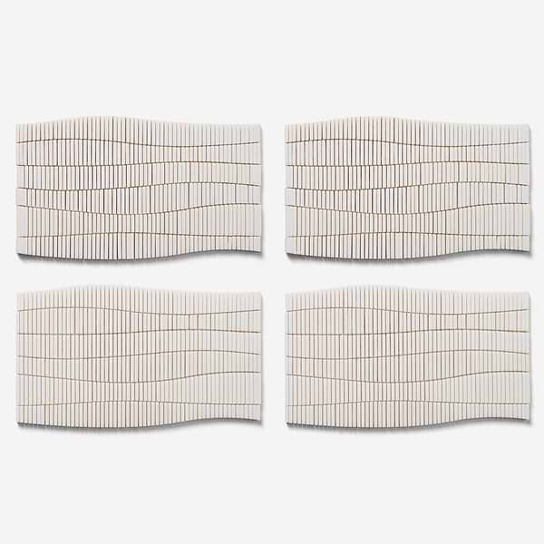 Ladera Thassos Honed Marble Wave Micro Mosaic Tile in White, View 5, open zoomed image