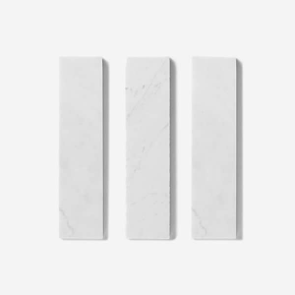 Bianco Carrara 2x8 Brushed Marble Tile in White, View 5, open zoomed image