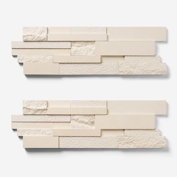 StackStone Ebbor Beige 3D Mixed Finish Limestone Mosaic Tile