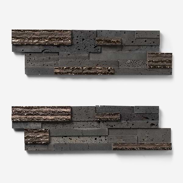 StackStone Steel Gray 3D Mixed Finish Lava Stone Mosaic Tile