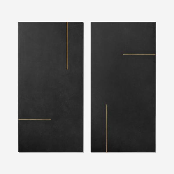 Lines Brass Inlay Black 24X48 Matte Porcelain Tile in Black and Gold, View 6, open zoomed image
