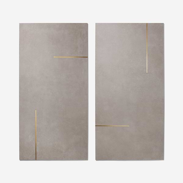 Lines Brass Inlay Greige 24X48 Matte Porcelain Tile in Greige and Gold, View 5, open zoomed image